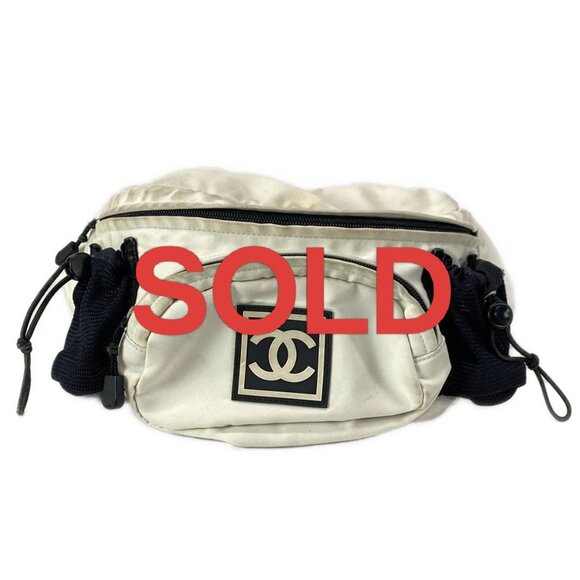 CHANEL Sports Line White Black Nylon Bum Bag 667-051725